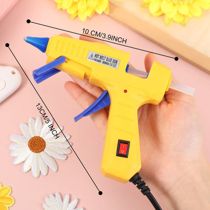 3 Pieces Glue Gun with 15 Glue Sticks, Hot Glue Sticks Mini Hot Glue Gun Kit Fast Preheating Craft Glue Guns for DIY Arts Home School Holiday Decoration, 30W, Blue/Orange/Pink
