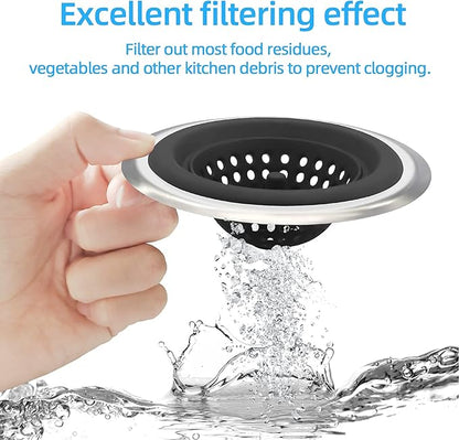 Mi hogar Sink Drain Strainer 2 Pack, 4.5” Wide Rim Silicone Kitchen Sink