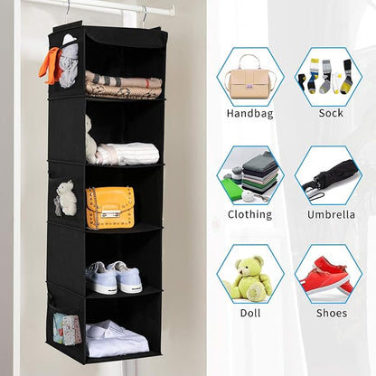 2 Pack Hanging Closet Organizer, 5 Shelves Hanging Storage