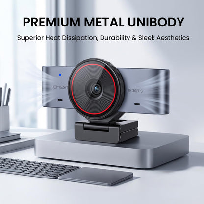 EMEET C960 Ultra 4K Webcam for Mac & PC, 1/1.5" Large Sensor, Metal Body, 0.2s Autofocus, DRC, Whiteboard Mode, Built-in Privacy Cover, 2 Mics, USB Webcam 4K for Meetings, Streaming & Content Creation