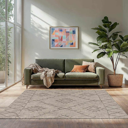 BoutiqueRugs Indoor/Outdoor Black Diamond 12ft Runner Rug Bohemian Taupe White Charcoal Tribal Trellis Marwood Hallway Kitchen Corridor Stairway Laundry Room 2'7" x 12' Stain Resistant Non-Shedding