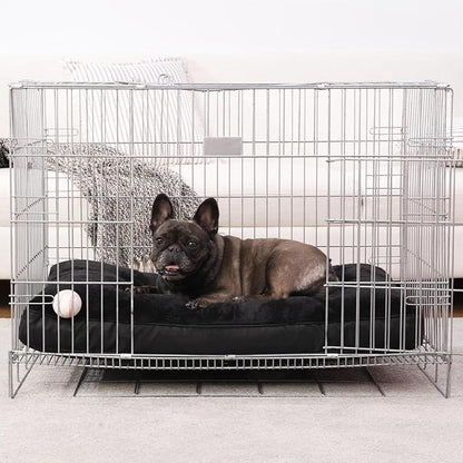 Dog Crate Bed Waterproof Deluxe Plush Dog Beds with Removable Washable Cover Anti-Slip Bottom Pet Sleeping Mattress for Large, Medium, Jumbo, Small Dogs, 23 x 17 inch, Black