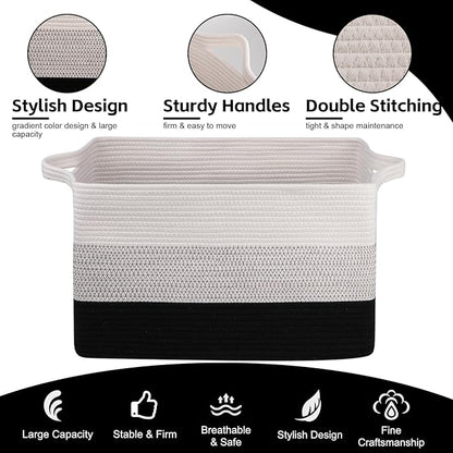 OIAHOMY Extra Large Blanket Basket, 95L Cotton Rope Woven Laundry Basket