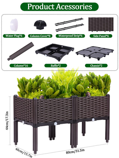 Kalolary 2 Sets Raised Garden Bed Elevated Garden Bed with Legs Patio Plant Boxes Vegetable Flowers Planting Raised Container for Indoor Outdoor Plant Fence Balcony Yard Gardening Supplies