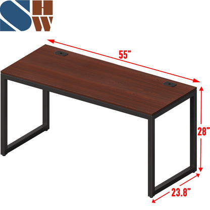 SHW 55-Inch Commercial-Grade Office Computer Desk, Cherry