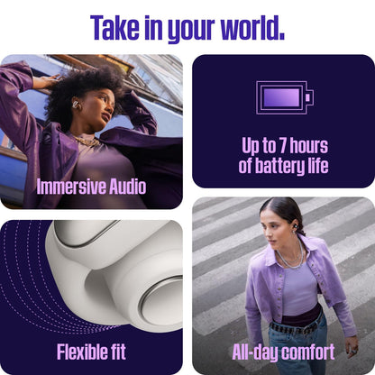 Bose Ultra Open Earbuds - Bluetooth Open Ear Earbuds with OpenAudio for Awareness, Clip-On Design for Comfort, Water Resistant, Up to 48 Hrs of Playtime, Driftwood Sand - Limited Edition Color