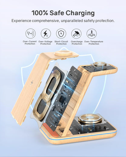 3 in 1 Wireless Charging, Wireless Charger Stand for Multiple Apple Devices, Wireless Charger for iPhone 17 16 15 14 13 12 11 Pro Max XS XR 8, Apple Watch 11 9 8 7 6 SE 5 4 3 2, AirPods 4/3/2/Pro