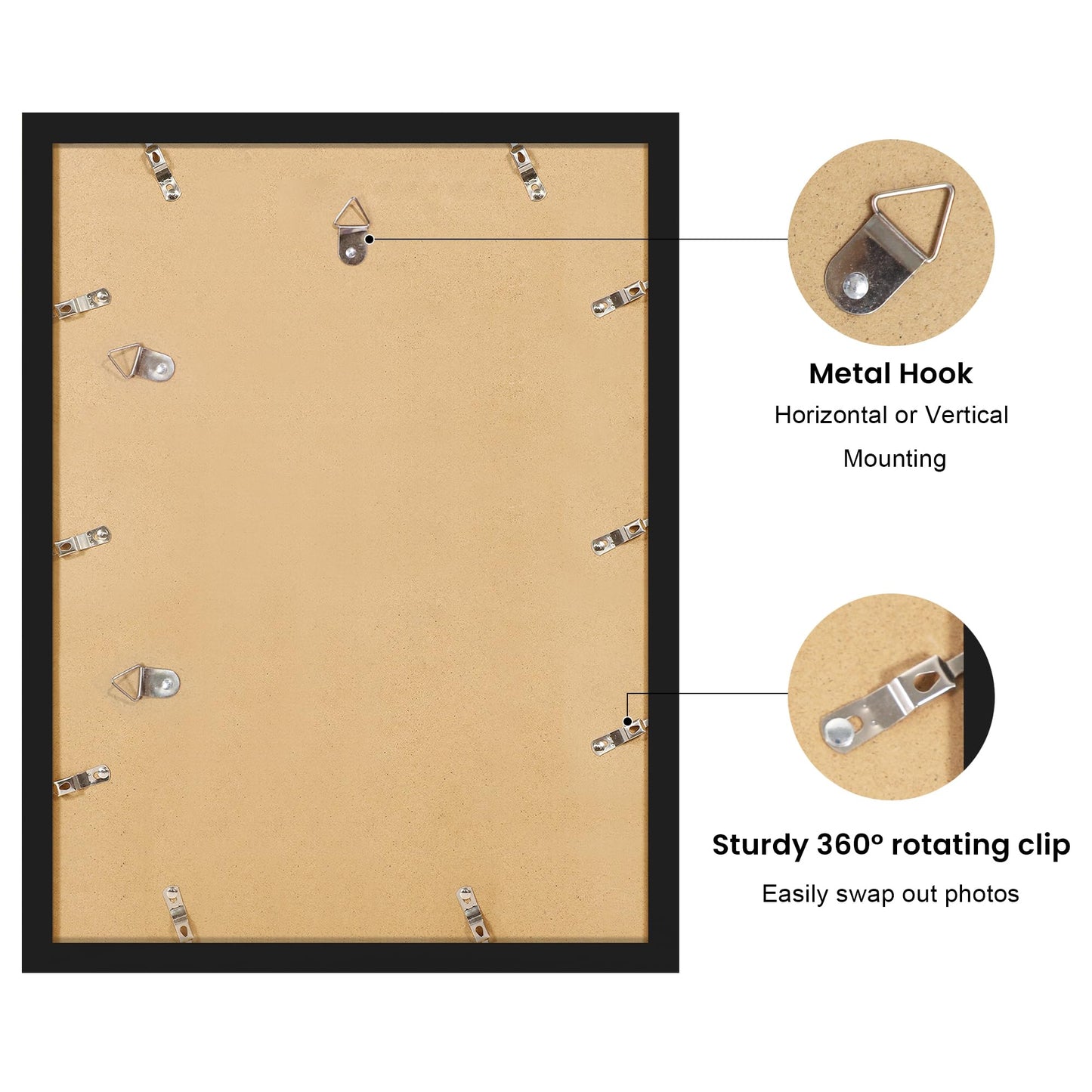 THKRLOF 12x16 Picture Frame with Wavy Mat, Wooden Real Glass 12 x 16 Photo Frame for Wall Hanging, Black, 1 Pack