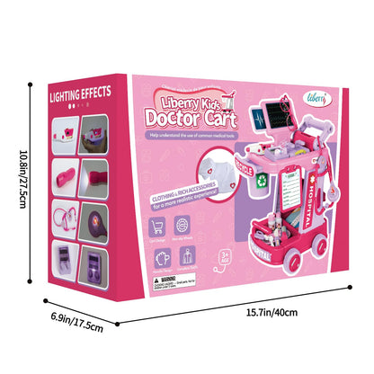 Liberry Doctor Kit for Toddlers Ages 2 3 4 5, Pretend Kids Doctor Playset with Cart, Costume and Stethoscope, Role Play Medical Toys Birthday Gift for Girls Boys (Pink)