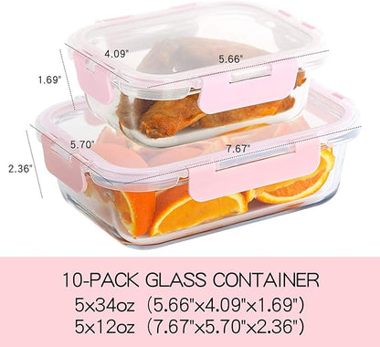 C CREST Glass Meal Prep Containers, Food Storage Containers