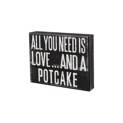 JennyGems Potcake Dog Gifts, All You Need Is Love and a Potcake Rustic Wooden Sign, Shelf Decor and Wall Hanging