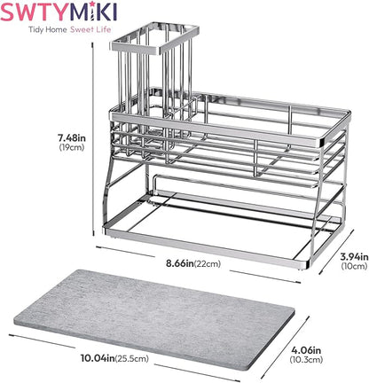 SWTYMIKI Kitchen Sink Caddy Organizer, 2 Tier Sponge Holder