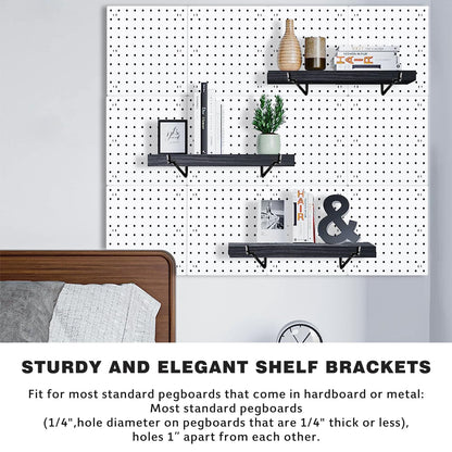 Black Pegboard Shelf, 8 Pack Wooden Pegboard Shelves with Metal Brackets Hooks, Heavy Duty Peg Board Organizer Shelves, Pegboard Accessories Organizer for Crafts Room, Garage, Workbench, Office