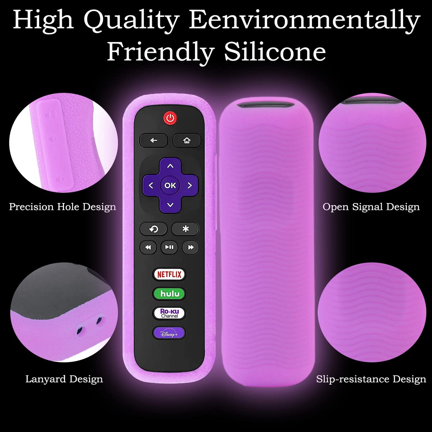 Silicone Protective Controller Cover fits for Roku TV Voice Remote | Element Roku | Westinghouse Roku TV Controller Cover,Glow in The Dark