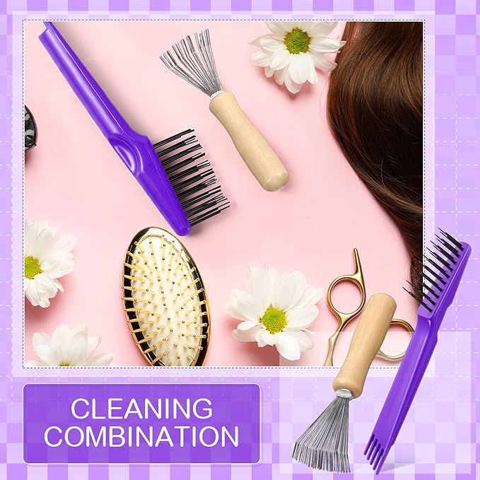 Boao 2 Pieces Hair Brush Cleaning Tool Comb Cleaner Brush Mini Comb Cleaning
