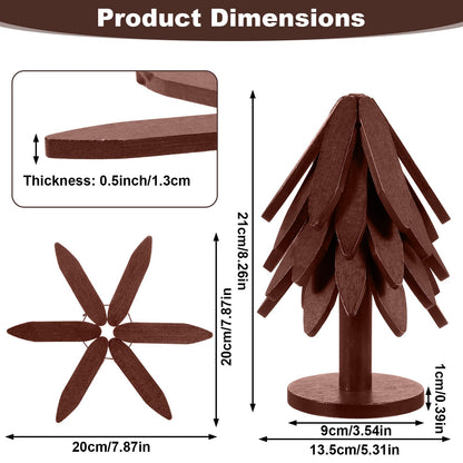 PercyEffie 10 Wooden Trivets for Hot Dishes 2 Set Christmas Tree Shape Trivet Set Natural Foldable 10 Wooden Tree Trivets + 2 Stand Stored Trees Coaster for Kitchen Table Hot Dishes Pot Bowl Teapot