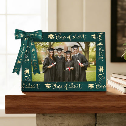 Class of 2026 Ribbon Graduation Ribbon for Flower Bouquet 3 Rolls 60 Yards Green and Gold Satin Ribbons 1 Inch Congrats Grad Ribbons for Gift Wrapping Crafts Graduation Party Decor Lei Making