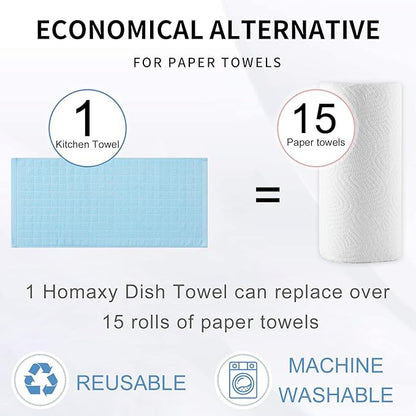 Homaxy 100% Cotton Terry Kitchen Towels, Checkered Designed, Soft and Super