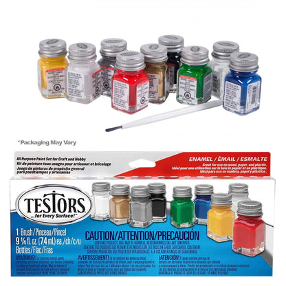 Testors Model Paint and Pixiss Model Accessory Kit - 10 Rich Enamel Paints - Fast Drying - Adheres to Plastic, Paper, Metal - Includes Essential Tools for Gundam, Model Cars, DnD Miniatures