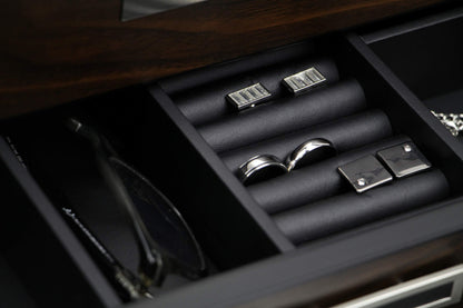 Decorebay Executive Wooden Watch Box Valet Box Sunglasses and Jewelry Box Storage Organizer (Sweetheart) (Brown)