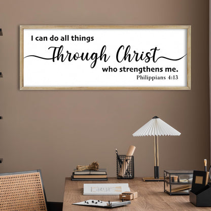 FZMHASLWW I Can Do All Things Through Christ Wall Decor 32"X12" Philippians 4:13 Sign Christian Bible Verse Large Wood Framed Wall Hanging Art (Wood)