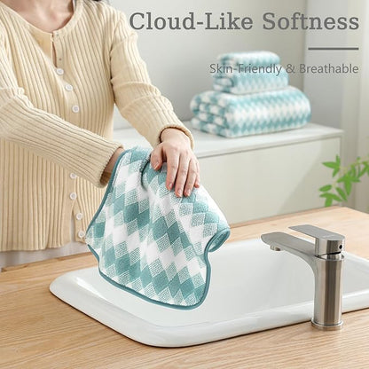 8 Piece Bathroom Towel Set Aqua |2 Oversized Large Bath Towels Sheet, 2 Hand