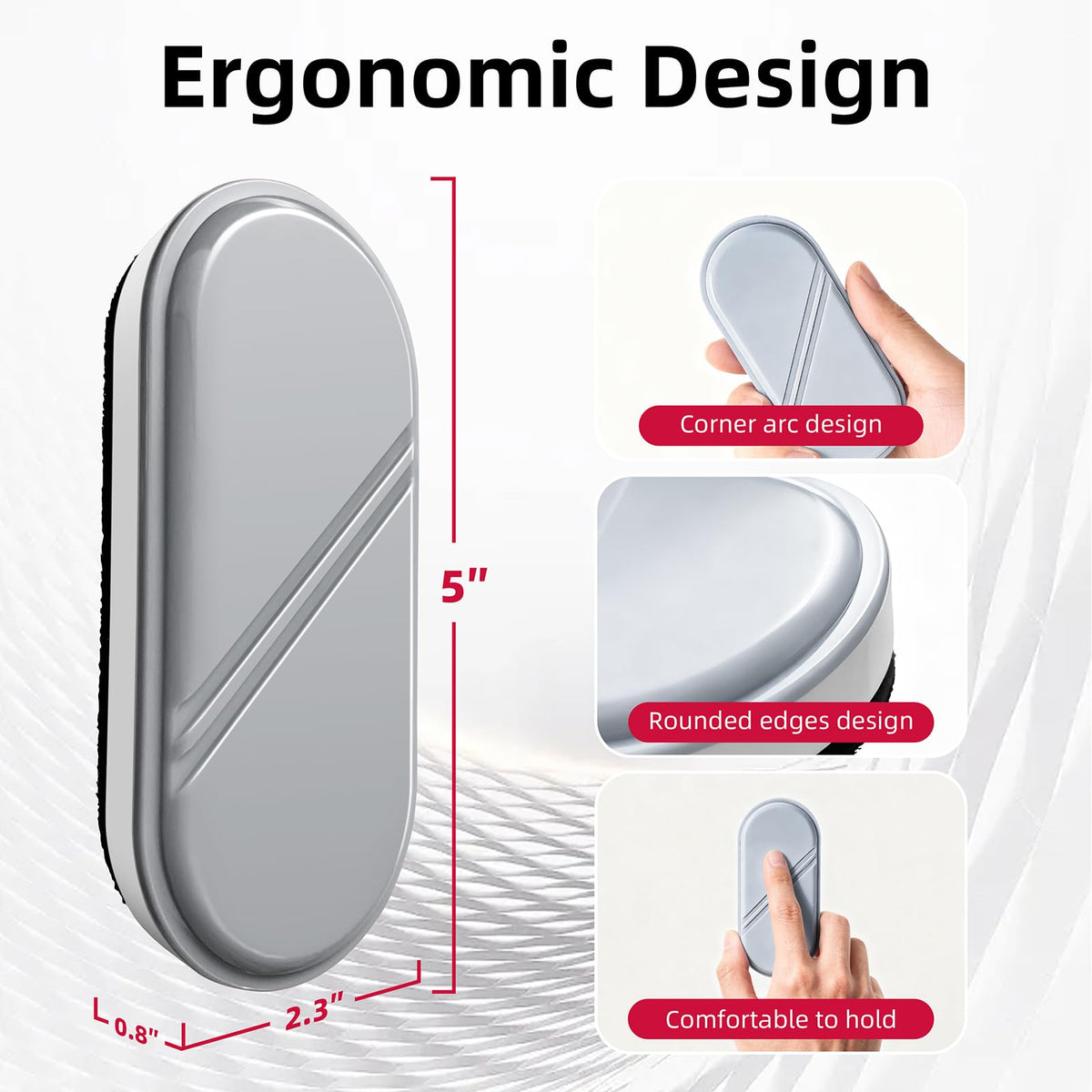 FUNISKETCH Dry Erase Eraser, Magnetic White Board Erasers - 2 Pack,Glass Board Glass Whiteboard Eraser for Office and School Supplies (Gray)