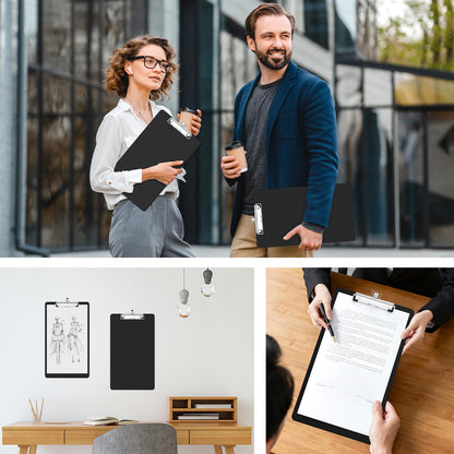 Zoenley Legal Size Clipboard with Pen Holder, Black 8.5 x 14 Plastic Clip Board for Lawyer, Nurse, Business, Size 9 x 15, with Low Profile Clip, Office & School Supplies（2Pack）