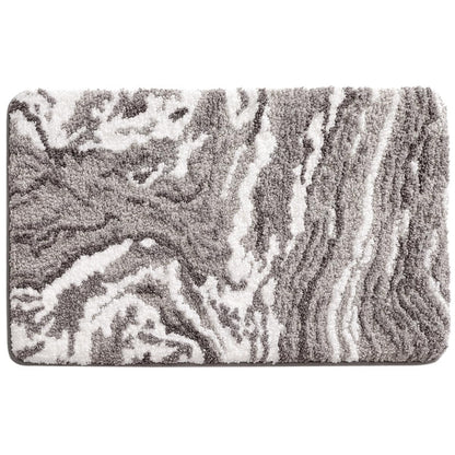 Ankah Luxurious Nordic Bathroom Rug, Extra Soft Fluffy Bath Mat, Absorbent, Non-Slip, Easy to Care and Fast Drying, Modern Style Marble Pattern Shower Rug, Home Decor Accessories, 17.3"x29.9", Gray