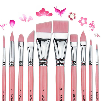 GACDR Face Paint Brush Set,10 Pcs Professional Artist Paint Brushes for Face & Body Painting for Halloween Cosplay Party - Acrylic Painting Oil Gouache Watercolor