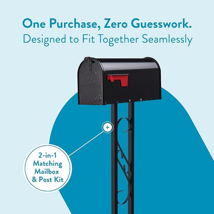 Architectural Mailboxes Mailbox to Go Mailbox with Post, Black, Medium | Includes the matching post and all hardware. Galvanized steel build and rust-resistant powder-coat finish. USPS approved.