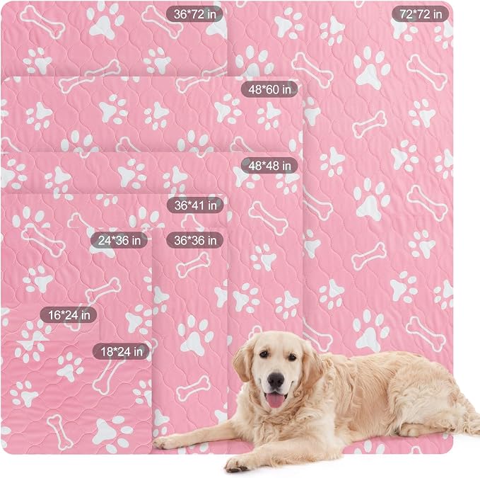 BEAUTYZOO 2 Pack Washable Pee Pads for Dogs, Reusable Puppy Pads for Potty Training, Waterproof Super Absorbent Wee Wee Pads for Dogs Non-Slip, Pet Whelping Mats Playpen Dog Crate Floors, 48IN x 60IN