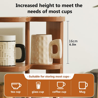 STEHEMO Wooden Coffee Mug Display Rack, Countertop Freestanding Grid Vintage Coffee Cup Display Stand, Rustic Coffee Mug Holder Organizer for Kitchen, Coffee Station,9 Grid