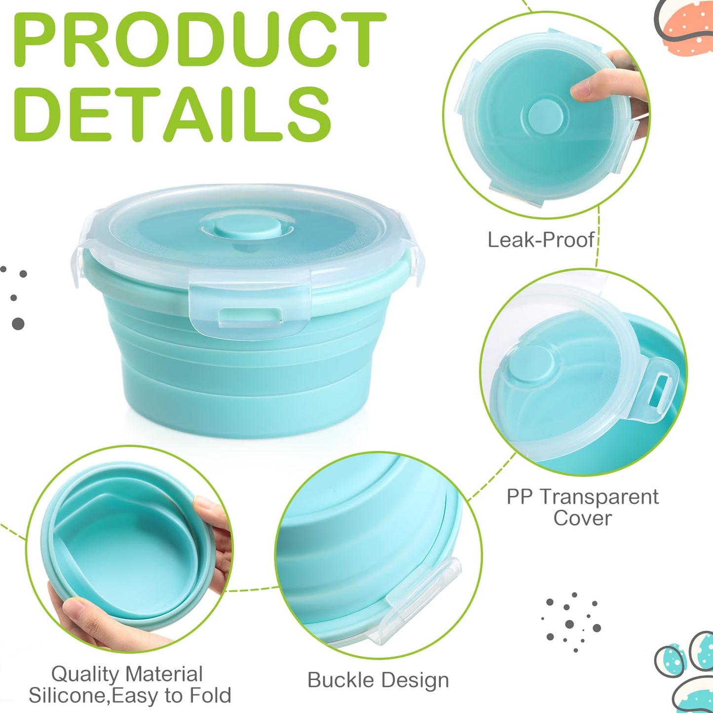 Suclain 4 Pcs Camping Bowl with Lid Collapsible Silicone Lunch Box Salad Bowl Expandable Food Storage Container Folding Travel Container for Hiking Camping(Red, Pink, Blue, Green,12 oz)