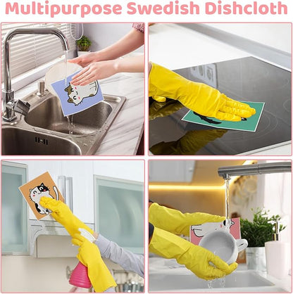 6 Pack Swedish Dishcloths for Kitchen, Cat Gifts for Cat Lovers Swedish Rags