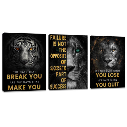 Inspirational Motivational Posters - Framed Canvas Art Set for Office, Living Room, Bedroom - (36''W x 16''H)