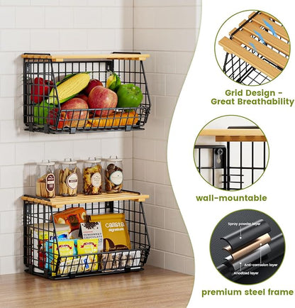 Wire Fruit Basket for Kitchen Storage: Hanging and Counter Basket for Vegetable