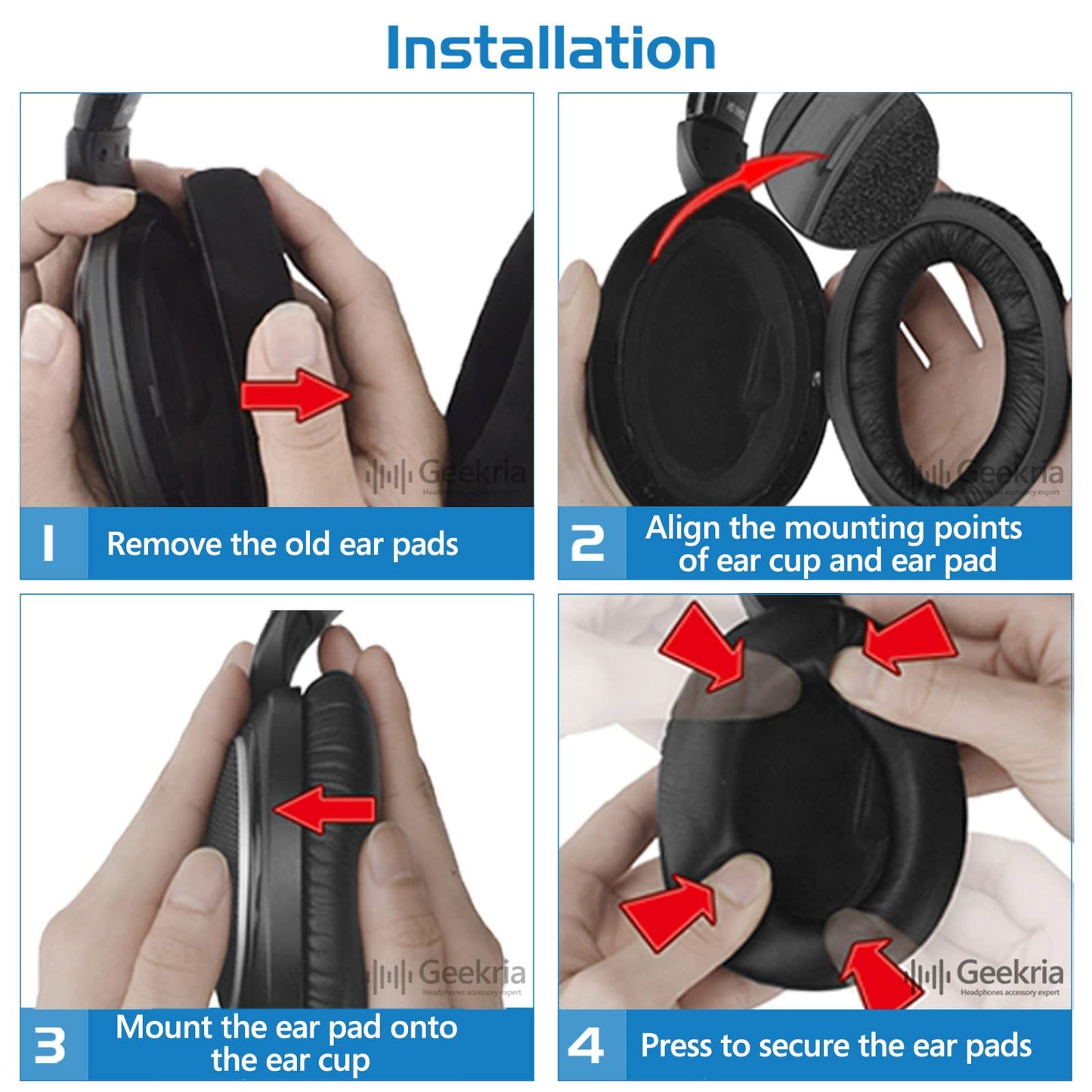 Geekria Comfort Velour Replacement Ear Pads Compatible with Sennheiser Game ONE, PC360, PC363D, PC373D Headphones Ear Cushions, Repair Parts with Video Guide (Black)