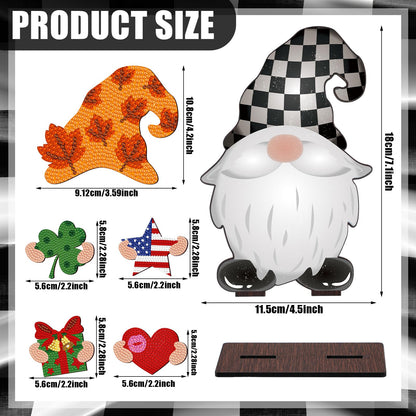 Juexica 32 Pcs Christmas Magnetic Diamond Painting Gnome Sign Art Decor Interchangeable Standing Posture DIY Seasonal Holiday Gifts Tiered Tray with Magnet Pieces for Home Office Desk(Adorable)