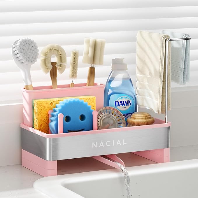 Nacial Sponge Holder for Kitchen Sink, Sink Caddy Organizer