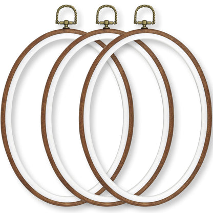 Celley Embroidery Hoops, Oval Wood-Look, 3 Pcs (Wood-Look, 7.3 X 5.8 Inches)