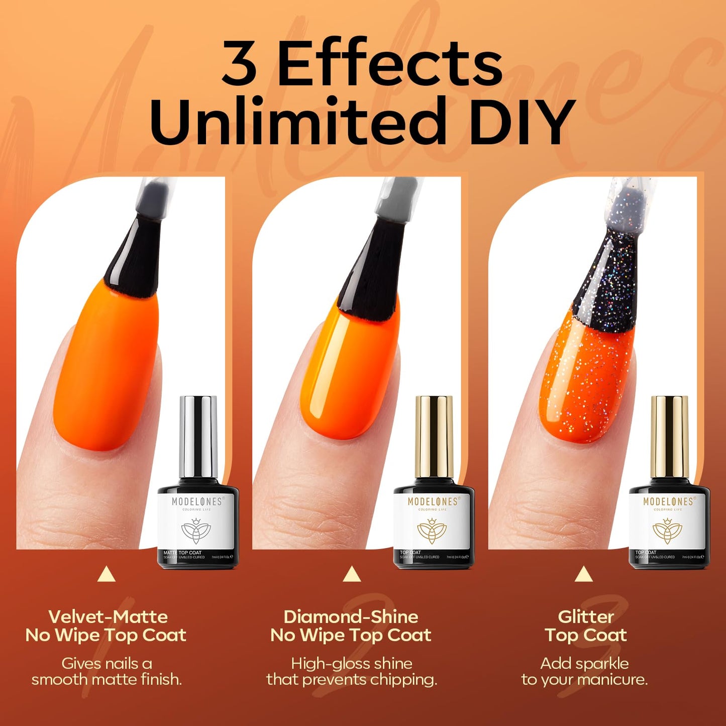 modelones 24PCS Gel Nail Polish Set, Fall Winter Cat Eye Shimmer Gel Polish Kit Soak Off with Glitter, Glossy and Matte Top Base Coat DIY Manicure at Home