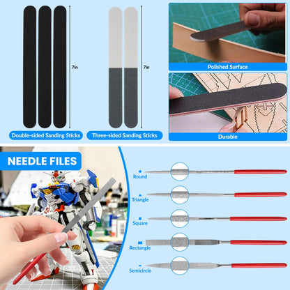 Gundam Tool Kit, 82 Pcs Professional Model Tool Kit for Gundam, Modeling Tools for Plastic Models, Model Car Kit for Adults, Model Building Tools Hobby Tools Craft Set for Repairing and Fixing