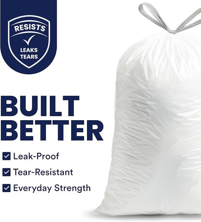 Plasticplace 8 Gallon Trash Bags: Premium White Drawstring Garbage Bag