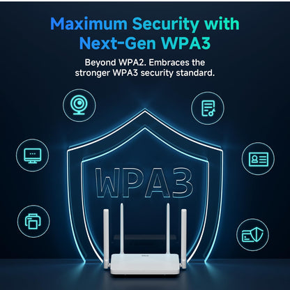 DBIT AC1200 Dual Band Mesh WiFi Router Long Range Wireless Internet Router with 4 x High-Power FEMs, 4 x 10/100/1000 Mbps Gigabit Ports, WPA3 Security, Parental Controls, Guest Network (T18-21K Pro)