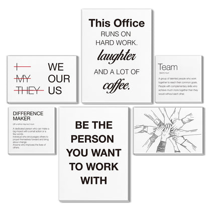 Inspirational Wall Decor for Office Teamwork Wall Art Motivational Posters Set of 6 Framed Modern Office Team Canvas Artwork, Team Gifts