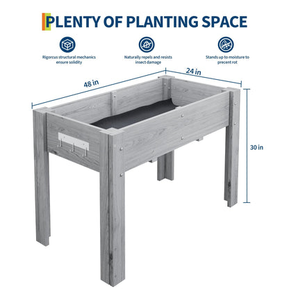 48x24x30IN Wooden Raised Garden Bed with Legs, Elevated Reinforced Large Planter Box for Vegetable Flower Herb Outdoor, Standing Growing Bed forGardening/Backyard/Patio/Balcony, Liner Included