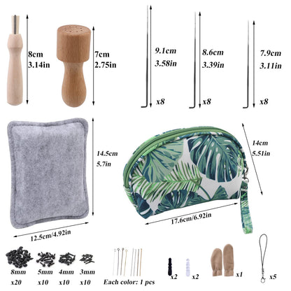 IMZAY Needle Felting Kit, Needle Felting Starter Kit with Exquisite Green Storage Bag, Wool Roving 18 Colors Set, Needle Felting Tools Kit, Wool Felt Tools for Felted Animal Needle Felting Supplies
