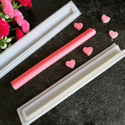Joayuezo Silicone Soap Mold Long Tube Column Mould DIY Dessert Soap Candle Clay Craft Making Molds Pipe Tube Handmade Cake Mousse Baking Tool (Love)