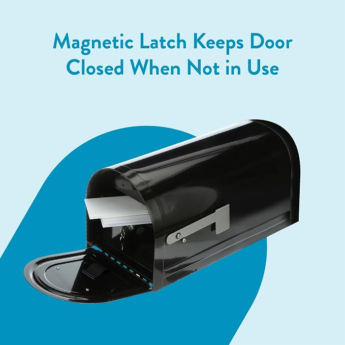 Architectural Mailboxes Reliant Locking Post Mount Mailbox, Black, Large | Galvanized steel build with concealed secure lock and key and a magnetic door closure. USPS approved. Includes 2 keys.